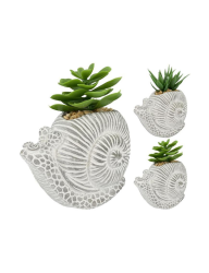 Саксия с охлюв и сукулентно растение 16,5см ILM4724