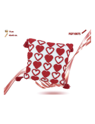 Декоративна възглавница с бродерии "Сърца" 45x45 CUORE 