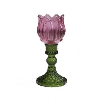 Свещник лале стъкло