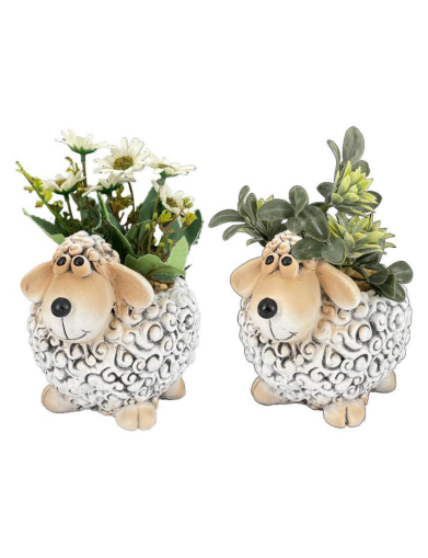 Саксия с овца и сукулентно растение 21см ILM4725