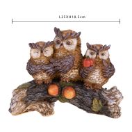 Декоративна фигура "Семейство бухали на клон" – полирезин, 3 бухала 