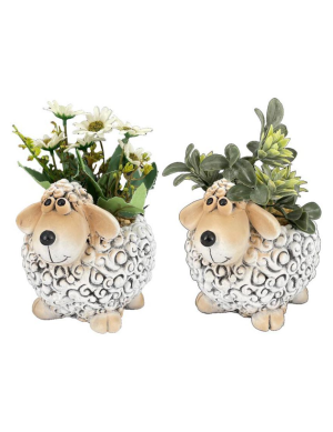 Саксия с овца и сукулентно растение 21см ILM4725